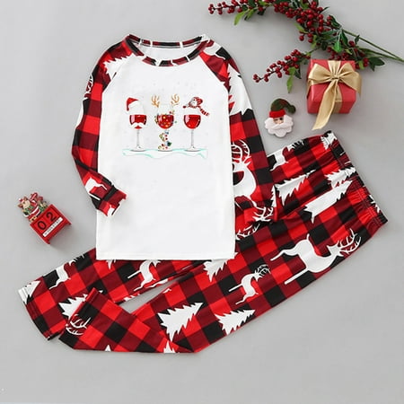 

Christmas Gifts Women Mom Family Christmas Pajamas Fashion Christmas Print Pajamas Plaid Holiday Pajamas Set Parent Child Polyester Red M