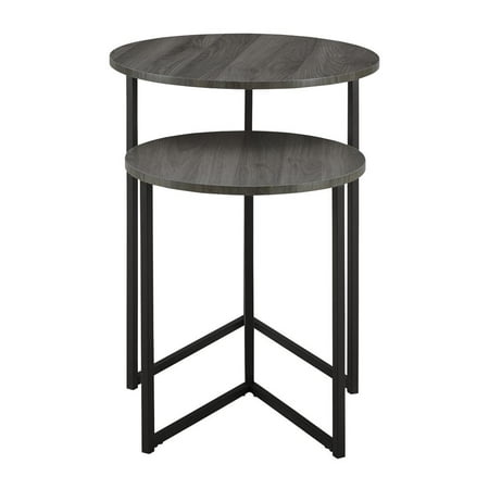 Photo 1 of 2-Piece V-Leg Nesting Side Tables - Slate Grey/Black