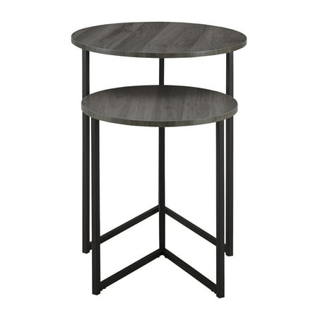 Photo 1 of 2-Piece V-Leg Nesting Side Tables - Slate Grey/Black