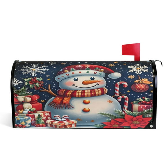 Ryvnso Mailbox Cover Christmas Snowman-c2 Magnetic Mailbox Wrap Standard Size 21x18 Inch