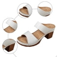 thumbnail image 5 of Rokment Womens Platform High Heels Slip on Dressy Sandals 2026 Summer Fashionable Leather Fish Mouth Open Toe Chunky Block Heeled Orthotic Dress Slides Shoes for Ladies White Size 9, 5 of 7