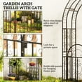 thumbnail image 3 of Outsunny 7.4ft Steel Garden Arch with Gate, Garden Arbor Trellis for Climbing Plants Roses Vines, Wedding Arch Stand for Outdoor Lawn Backyard, Black, 3 of 9
