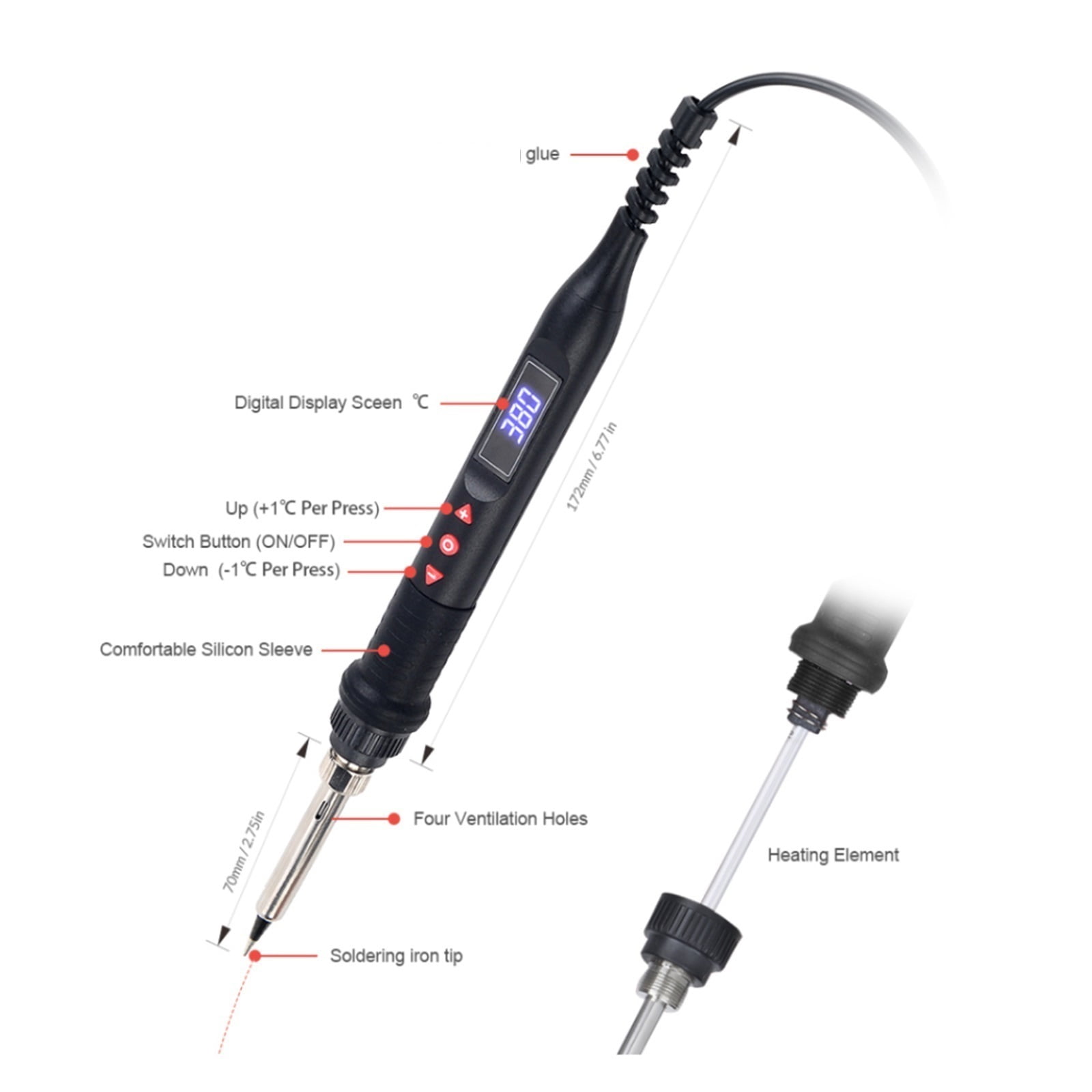 Hot Air Gun,8208 Micro Rework Soldering Station LCD Digital Hair Dryer For Soldering,Heat Gun Welding Repair Tools ,Wide Applications