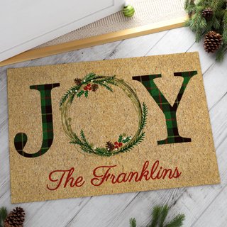 Personalised Christmas Wreath Doormat, Christmas Door Mats, Custom