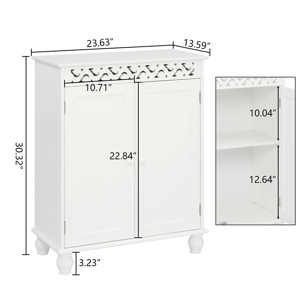 Resenkos FCH Carved Double Door Cabinet with Adjustable Shelve,White