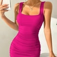 thumbnail image 5 of Elvqul Dresses for Women Sleeveless V Neck Womens Dresses Plain Pullover Short Dresses Hot Pink Chic, 5 of 7