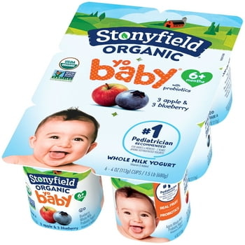 Stonyfield  YoBaby Apple & Blueberry Baby Yogurt with Probiotics, 6-4 oz. Cups