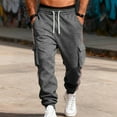 thumbnail image 4 of LMOIPLI Men's Sweat Pants Loose Fit Joggers Casual Striped Pant Elastic Waist Sweatpants Drawstring Elastic Bottom Trousers Dark Gray XXL, 4 of 8