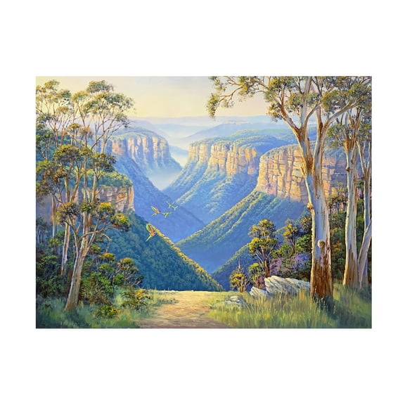 Canvas Wall Art - John Bradley 'Sunlit Walls of the Grose Valley' Wall Art for Living Room, Bedroom, or Office Décor by Trademark Fine Art - 19 x 14 Inches