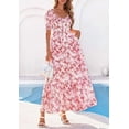 thumbnail image 4 of PRETTYGARDEN Women's Floral Boho Maxi Dresses Flowy Short Sleeve A Line Smocked Eyelet Summer Beach Vacation Clothes, 4 of 10