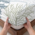 thumbnail image 3 of Twin XL Size Fitted Sheet Set - Blue Coral Coastal 2 Piece Bedding Sets 16" Deep Pocket Fitted Sheet with 1 Pillowcases, Summer Beach Ocean Starfish Conch Brushed Microfiber Hotel Luxury Bed Sheets, 3 of 9