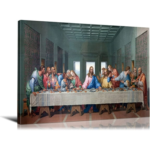 VELVET Last Supper Wall Decor Famous Jesus Oil Painting by Leonardo Da Vinci Last Supper Wall Art Jesus Wall Decor Christian Room Decoration for Bedroom Living Room Decor 10x8inch Framed