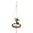 thumbnail image 2 of CmP001 CmP001 Colgador de macramé para plantas, macetero colgante para interiores, estante, maceta decorativa para flores, cuerda de algodón con placa de madera, 2 of 5