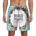thumbnail image 2 of Picia World Travel pattern Mens Swim Trunks with Compression Liner Stretch Beach Shorts Quick Dry with Zipper Pockets No-Chafing Board Shorts-, 2 of 9