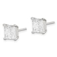 thumbnail image 2 of Auriga Fine Jewelry 925 Sterling Silver 7mm Square Cross-Cut CZ Basket Set Stud Earrings for Women (L-7mm, W- 7mm), 2 of 5