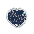 thumbnail image 1 of White Blue Flower Paint Heart Mirror Travel Magnification Portable Handheld Pocket Makeup, 1 of 3
