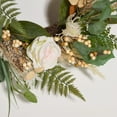 thumbnail image 4 of SAFAVIEH Faux 28 Inch Rose & Fern Wreath, Green/White, 4 of 6
