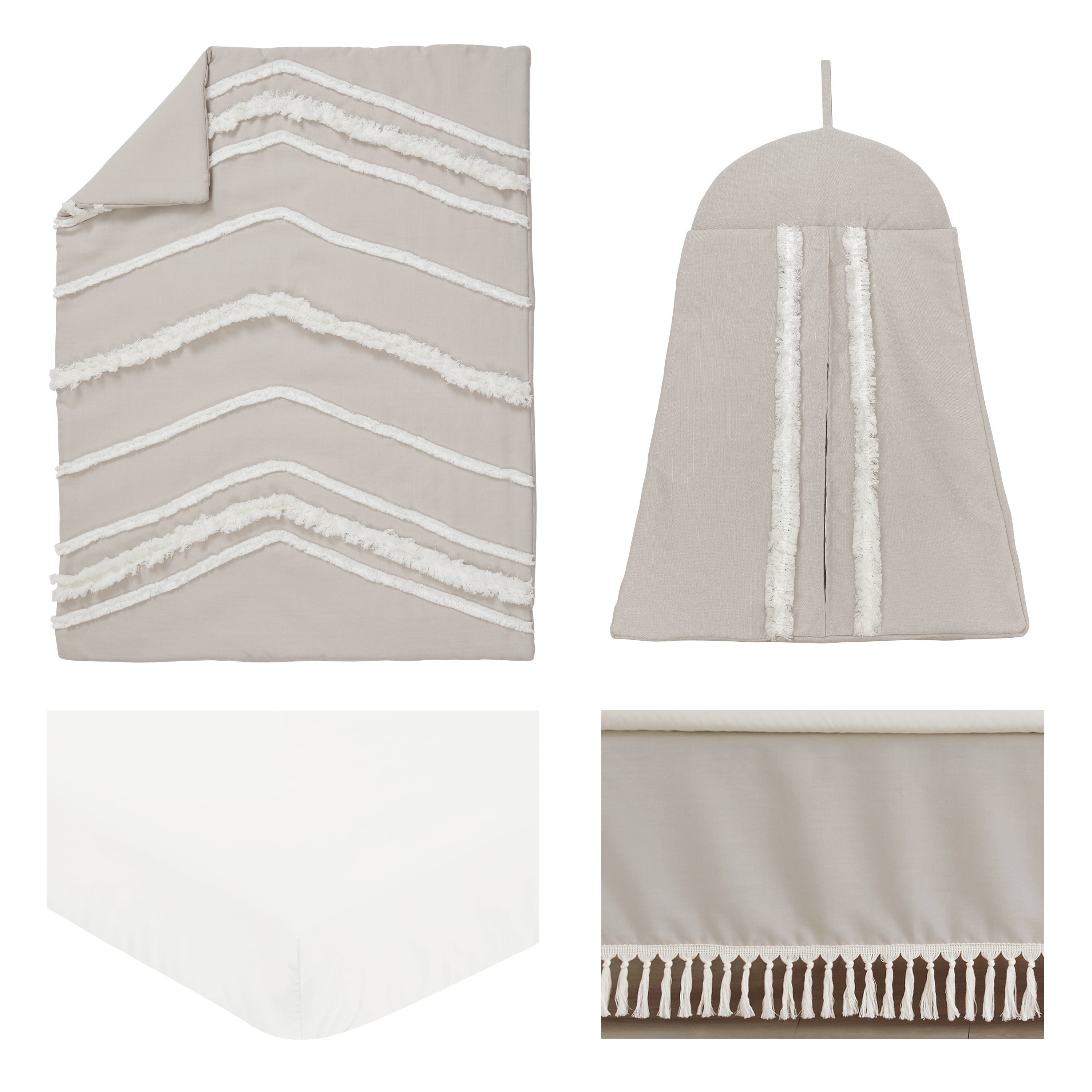 Boho Fringe Linen 4 Piece Crib Bedding Set by Sweet Jojo Designs
