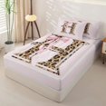 thumbnail image 2 of Homewish Girls Initial H Leopard Print Zipper Twin Comforter Sets with Fitted Sheet and 2 Pillowcases,Teens Kawaii Ribbon Bowknot Zipper Bedding Set,4-Piece,Pink Reversible, 2 of 6