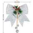 thumbnail image 2 of Whaline 4pcs Christmas Bow, Silver Wreaths Bows, Large Glitter Ribbon Bow Tie, Large Xmas Bows, Wreath Ornament Decor for Christmas Tree Party Gift, 9.8 x 11.8, 2 of 14