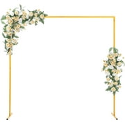 Arch Stand Background Stand, Metal Wrought Irons Wedding Balloon Decorations Frame, Easy Assembly Square Garden Stand for Party (Gold)