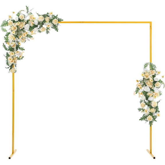 Arch Stand Background Stand, Metal Wrought Irons Wedding Balloon Decorations Frame, Easy Assembly Square Garden Stand for Party (Gold)