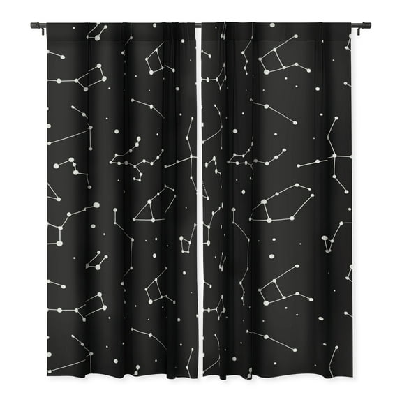 Society6 Avenie Black And White Constellations Single Panel Room Darkening Window Curtain 50" x 120"
