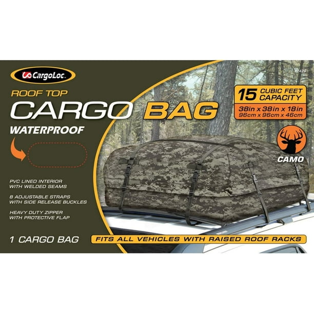 CargoLoc 32429 Camo Roof Top Cargo Bag, 15Cubit Feet, 38