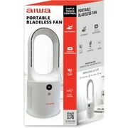 Aiwa Portable Bladeless Fan, Cordless Rechargeable Desk Fan with 6-Speed Settings, White