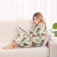 thumbnail image 4 of Beige Highland Cow Flower Pajama Pattern Blanket Hoodies for Kids 6-13YR Oversize Wearable Blanket Hoodies for Boys Girls Teens, 4 of 7