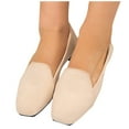 thumbnail image 4 of SYMOID Womens Beige Flock Loafer Flats - Square Toe Flat Heel Wide Size 36-43 Comfortable All-Day Shoes for Office & Daily Casual Outings,Size 43, 4 of 9