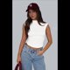 thumbnail image 4 of Tops Cortos Sin Mangas para Mujer, Camisetas Sin Mangas Fruncidas con Cuello Alto, Camisetas para Salir Y2K, Camisetas Ajustadas Lisas. L, 4 of 6