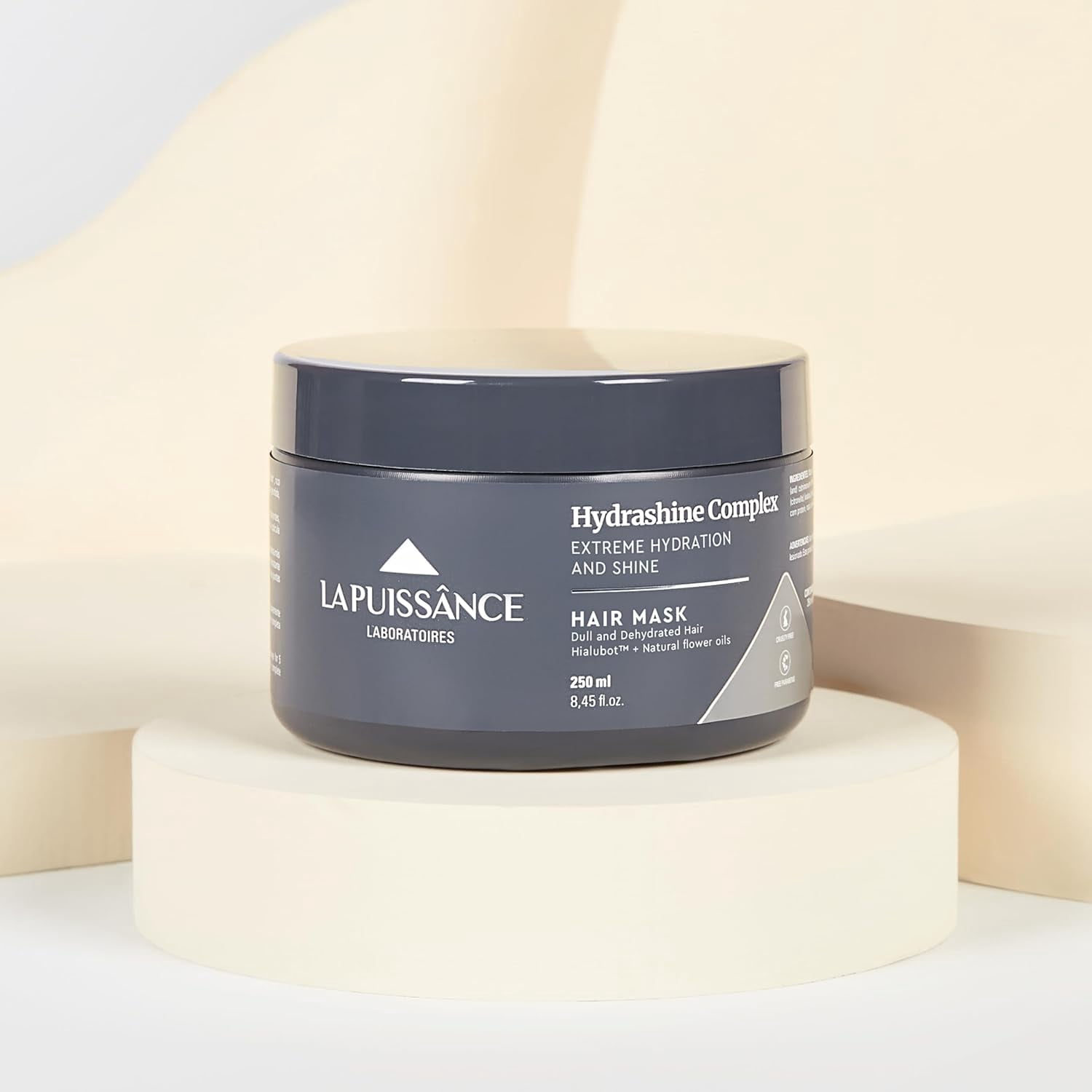 LA PUISSANCE Hydrashine Intensive Mask - Intensive Hydration and Shine for Dull and Dehydrated Hair - Parabens and Cruelty Free, Hialubot™ + Natural Flower Oils - 8.45 fl oz