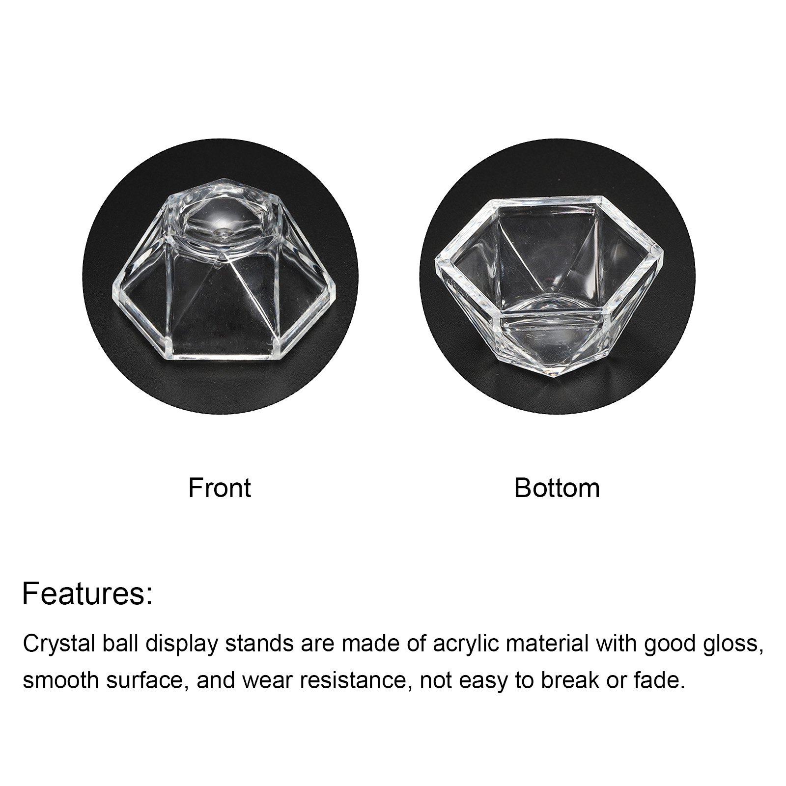 Unique Bargains 2pcs Acrylic Ball Stand Displays Base Transparent 1.46"x1.46"x0.79"