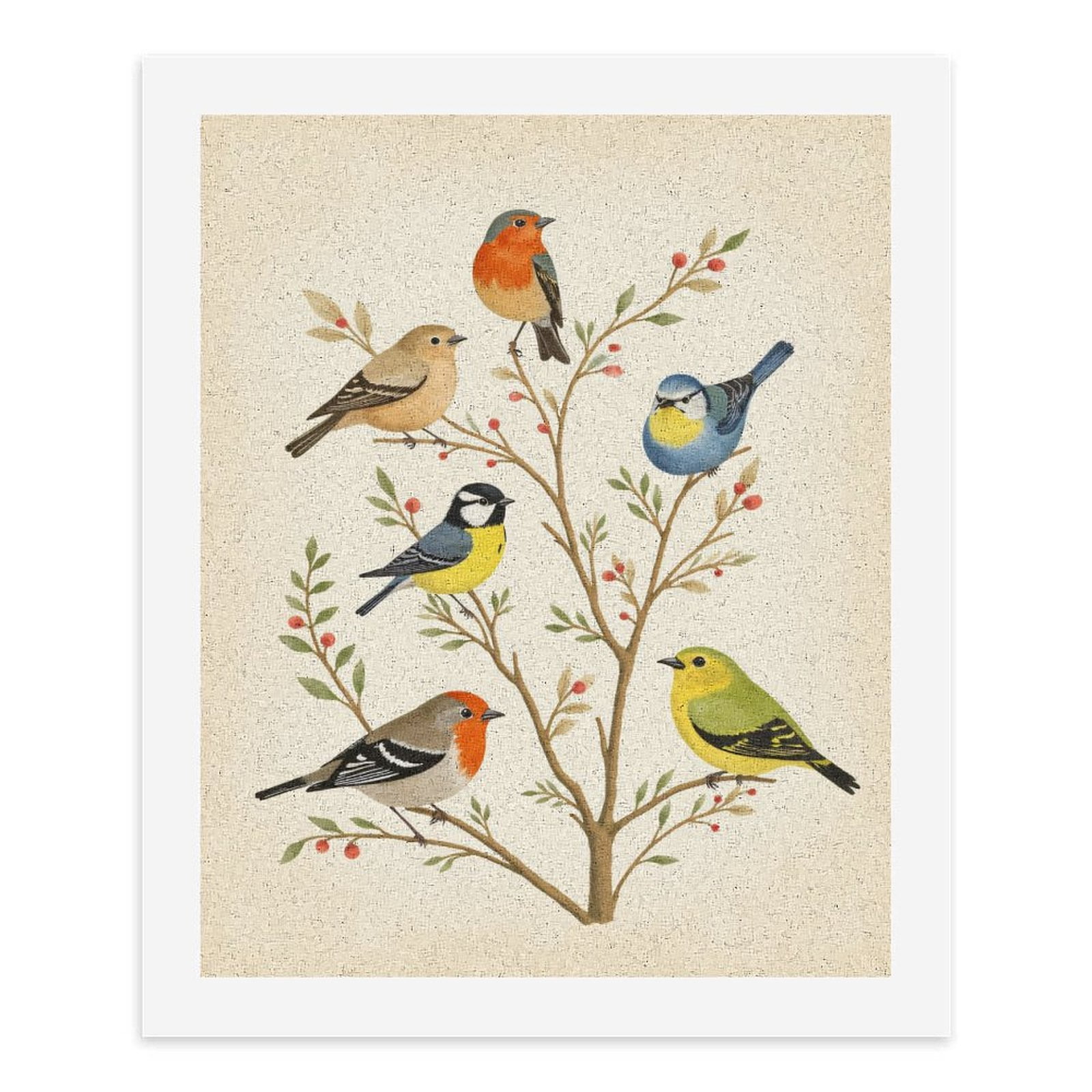 Paint by Numbers Kit for Adults, Colorful Birds On Branches Paint by Numbers, Easy Paint by Numbers Kit for Adults Beginner, DIY Adult Paint by Number Kits on Canvas, Home Decor