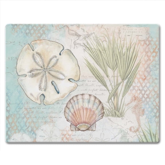 CounterArt Caribbean Seas 3mm Tempered Glass Cutting Board 10" by 8"