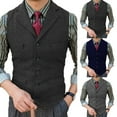 thumbnail image 7 of Men Suit Vest Vintage Herringbone Notch Lapel Slim Retro Tweed Waistcoat Wedding, 7 of 7