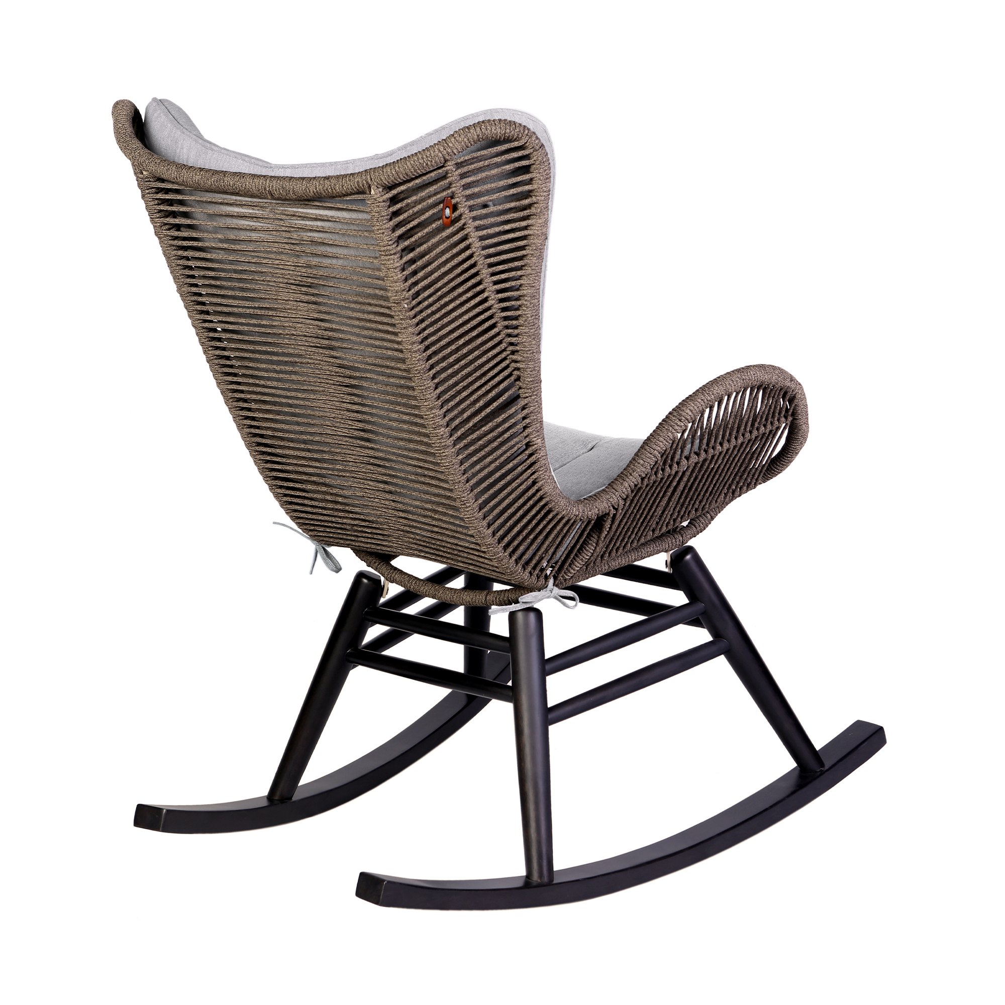 Fanny Outdoor Patio Rocking chair in Dark Eucalyptus Wood and Truffle Rope - image 5 of 12