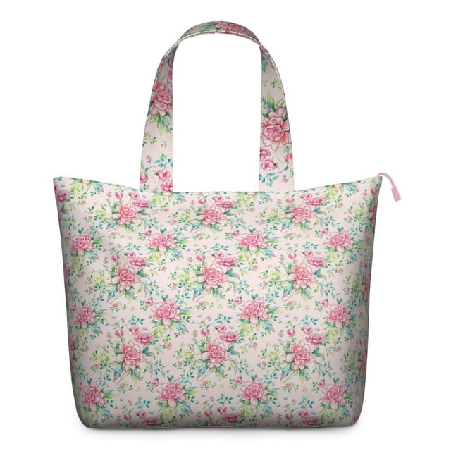 Rustic Country Floral Weekender Bag Vintage Flower Pattern Travel Tote, , Large Capacity, Adjustable Shoulder Strap