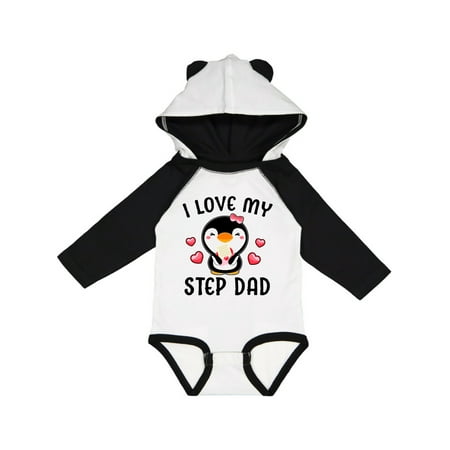 

Inktastic I Love My Step Dad with Cute Penguin and Hearts Gift Baby Girl Long Sleeve Bodysuit