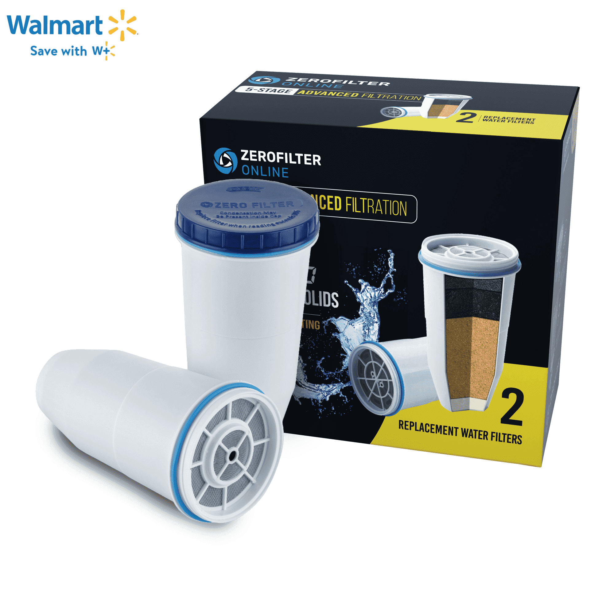 ZeroWater 5-Stage Water Filter Replacement, 2 Pack, Fits Pitchers
