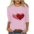 thumbnail image 4 of Sijiajgjfu 3/4 Lenght Sleeve T Shirt for Women Glitter Heart Graphic Valentines Day Shirts Fashion Crew Neck Tunic Tops Shirts Pink XL, 4 of 6