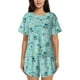 thumbnail image 1 of Balery Hawaiian Style Conjunto de Pijama para Mujer con Estampado, Dos Piezas de Manga Corta y Shorts, Ropa de Dormir Suave con Cuello Redondo y Bolsillos-X-Large, 1 of 6
