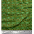 thumbnail image 1 of Soimoi Green polyester Crepe Fabric Wreath,Floral & Bottle Print Sewing Fabric Yard 52 Inch Wide, 1 of 3