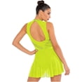 thumbnail image 6 of iiniim Lyrical Dance for Women Rhinestone Figure Skating Dresses Sleeveless Ballet Dancewear Fluorescent Yellow L, 6 of 7