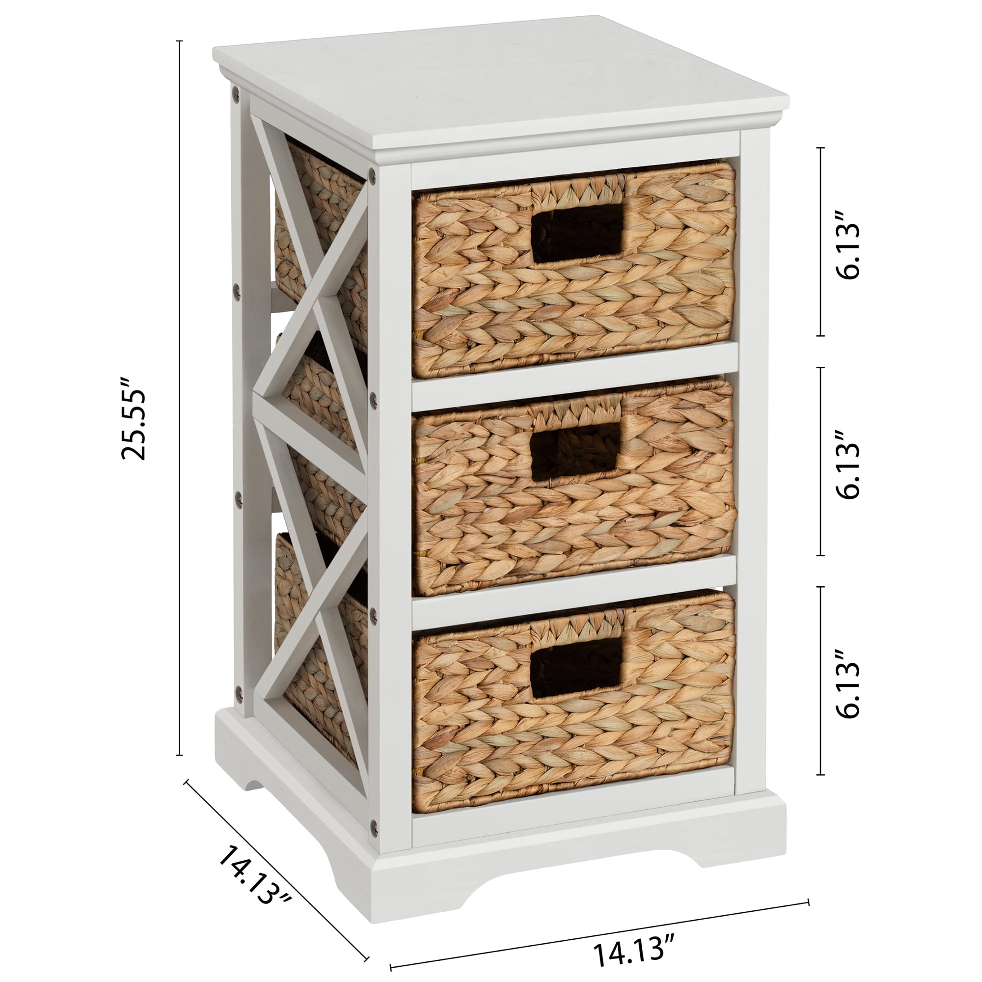 eHemco 3 Tier X-Side End Storage Cabinet with 6 Water Hyacinth