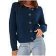 thumbnail image 2 of CaiJunJia Open Front Cardigan Sweaters for Women Button Down Long Sleeve Casual Cute Knitted Shirts with Pockets, 2 of 3