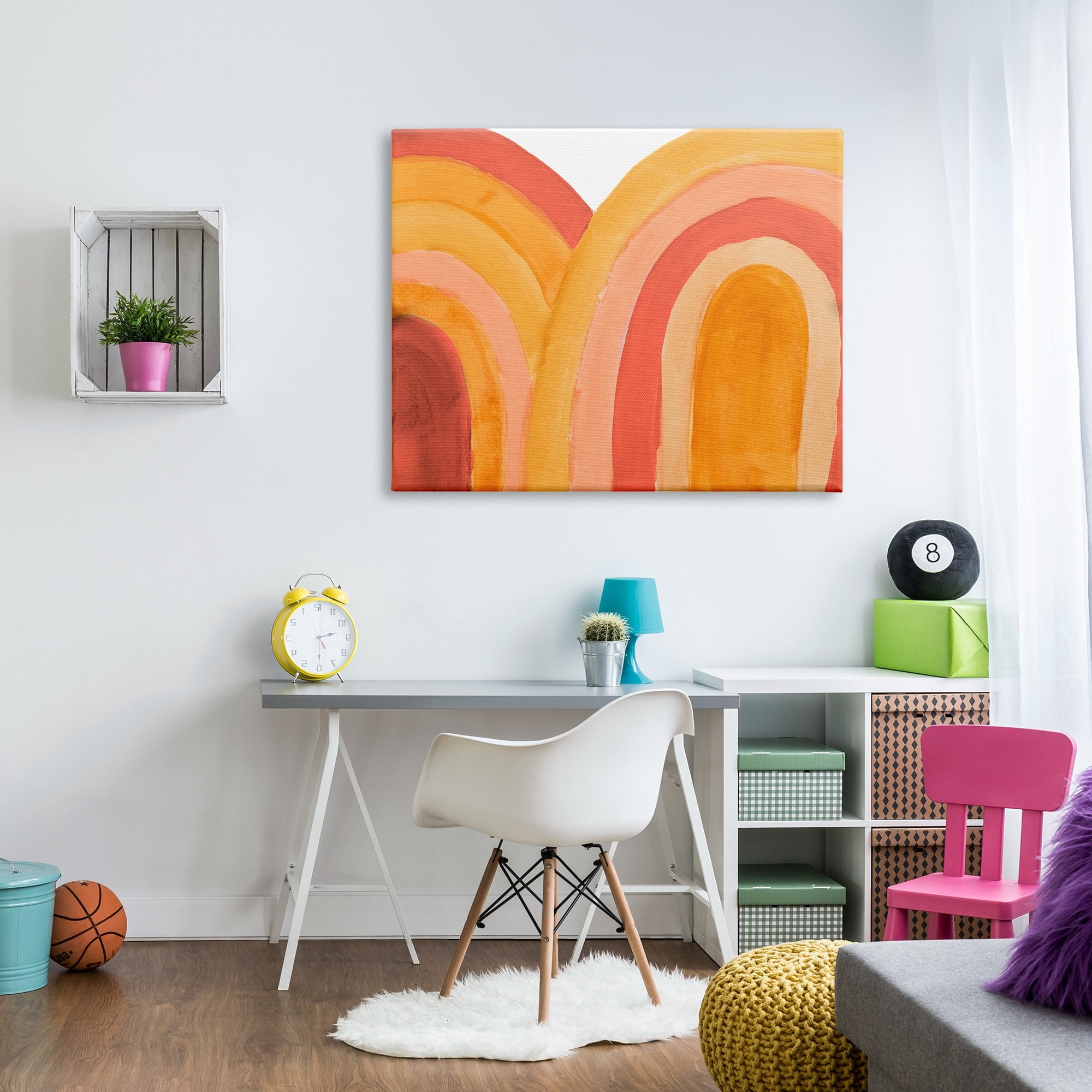 Stupell Indtries Overlapping Summer Rainbows Bold Red Orange Curves,48 x 36,Design by Emily Navas