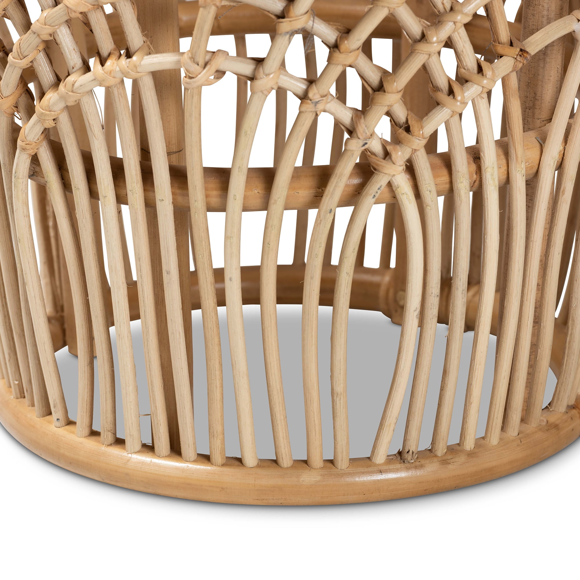 bali & pari Edena Rattan BOHO End Table, Natural Brown