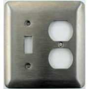 Mulberry Princess Style Satin Stainless Steel 2 Gang Switch Plate - 1 Toggle Light Switch Opening 1 Duplex Outlet Opening